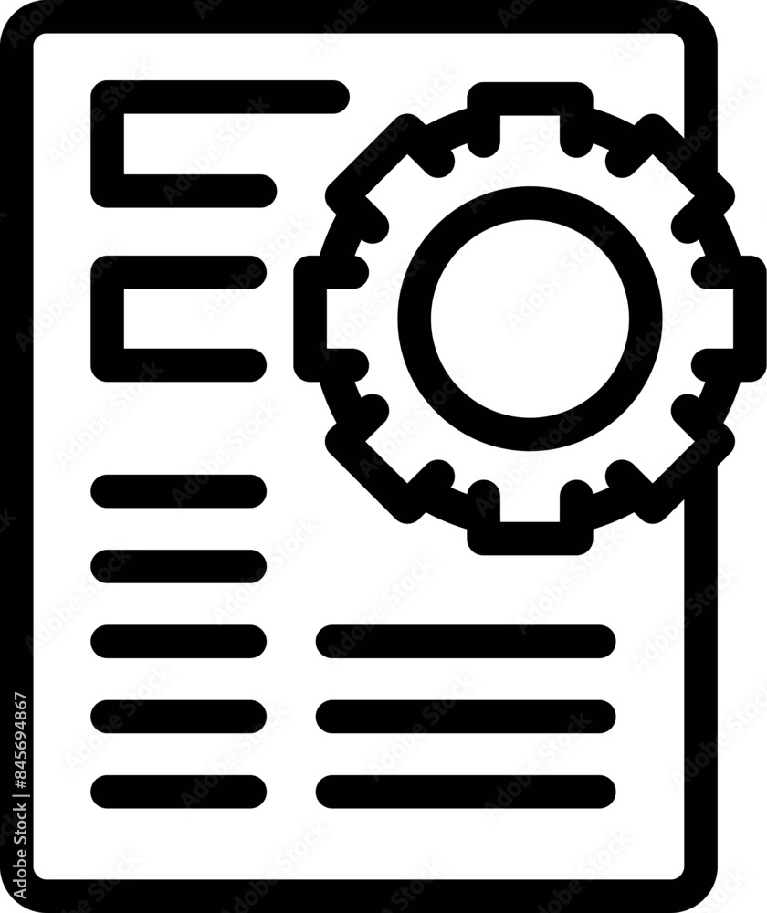 Aufkleber simple icon of a document with a gear, representing the concept of project management
