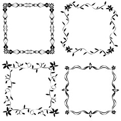 Set of black frames drawn in doodle style on a white background