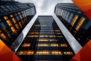 Company banner layout with modern building