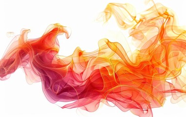 Dynamic and swirling fire flames with intricate twists and a blend of red, white background