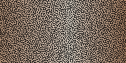 Abstract truing organic wallpaper Turing reaction diffusion monochrome seamless pattern with chaotic motion. Generative algorithm psychedelic background. Reaction-diffusion or truing pattern formation