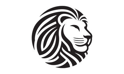 A Lion head Vector silhouette illustration of with a minimalist logo design