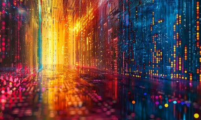 Naklejka premium Illustration background Digital Matrix Abstract Perspectives on Technology and Data