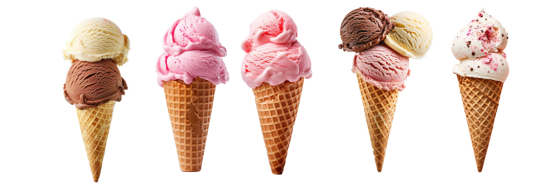 PNG Dessert ice cream cone food  cut out element set