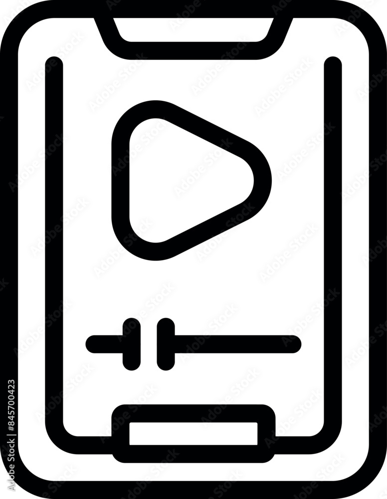Poster simple, bold, black and white icon of a smartphone showing a video player interface with a play butt