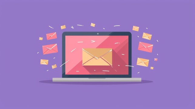 Minimalist geometric envelopes  emails list on laptop screen for organized communication