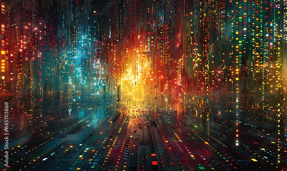 Poster illustration background digital matrix abstract perspectives on technology and data