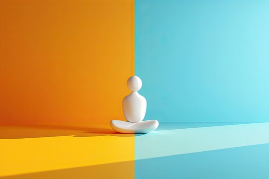 mental wellness flat design front view meditation theme 3D render Split-complementary color scheme
