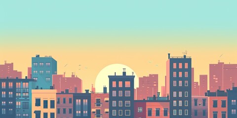 city life flat design front view metropolitan theme animation Complementary Color Scheme
