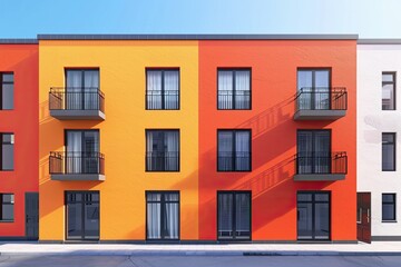 urban lifestyle flat design front view downtown theme 3D render Split-complementary color scheme