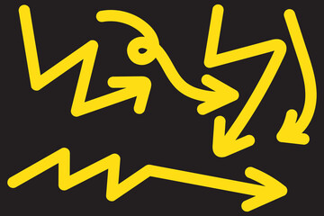 Wavy long line arrow showing left element