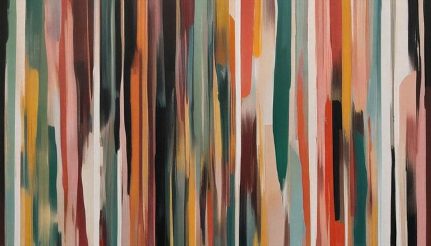 Striped Abstract Painting With Bright Colors And Vertical Brush Strokes