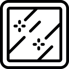 Simple icon of a square mirror reflecting light rays
