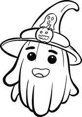 Cute Halloween Character with Witch Hat