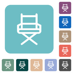 Director chair outline rounded square flat icons