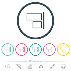 Align to right outline flat color icons in round outlines