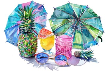 A refreshing pineapple drink served under colorful umbrellas, perfect for summer gatherings or outdoor events