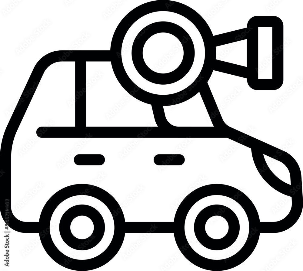 Poster autonomous self driving driverless vehicle using camera and sensor technology icon