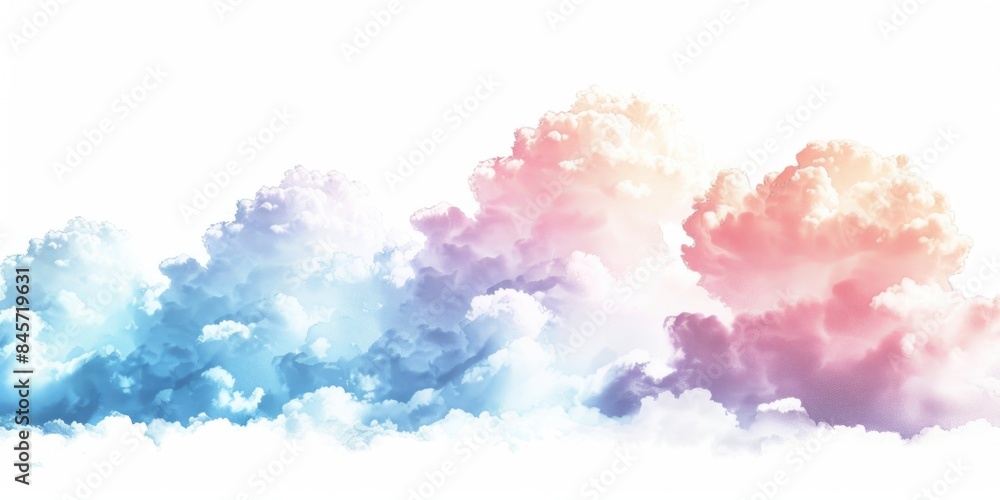 Poster a group of clouds floating in the sky with varying shapes and sizes