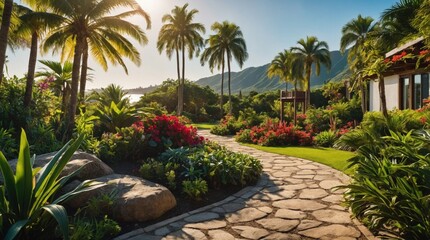 Fototapeta premium Beautiful summer garden wallpaper