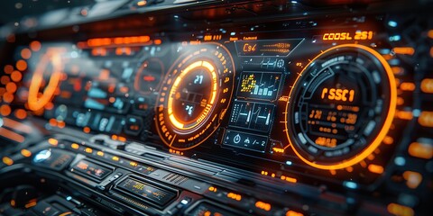 Fototapeta premium a smart car interface on the hud electronic digital scoreboard with network settings for a passenger vehicle