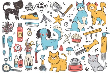 Group of cats and dogs gathered together