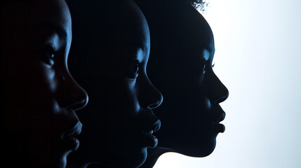faces of African American girls in profile on a light background