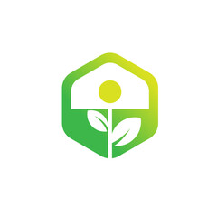 Leaf cube logo icon with for agriculture and technology company