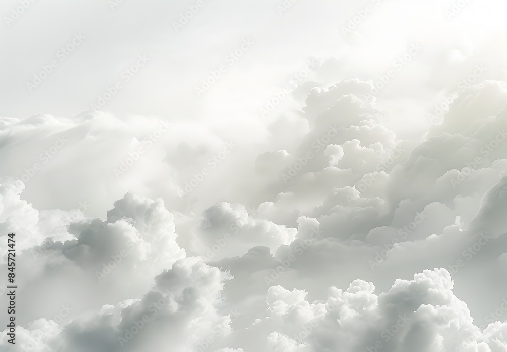 Wall mural abstract white clouds in the sky, foggy atmosphere, grey background, top view - Wall murals
