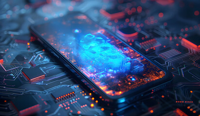 Smartphone on an electronic background