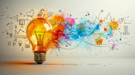 Creative Business Strategy: Vibrant and Dynamic Illustration of Ideas