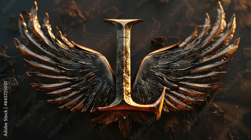 Poster A detailed view of a metallic device with wing-like protrusions