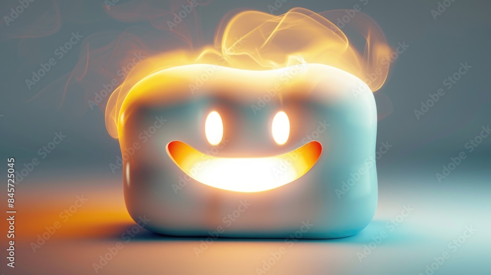 Leinwandbilder a simple white cube with a bright and cheerful smiling face, often used in designs for happy occasio
