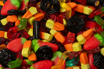 Assorted colorful gummy candies. Jelly  sweets.