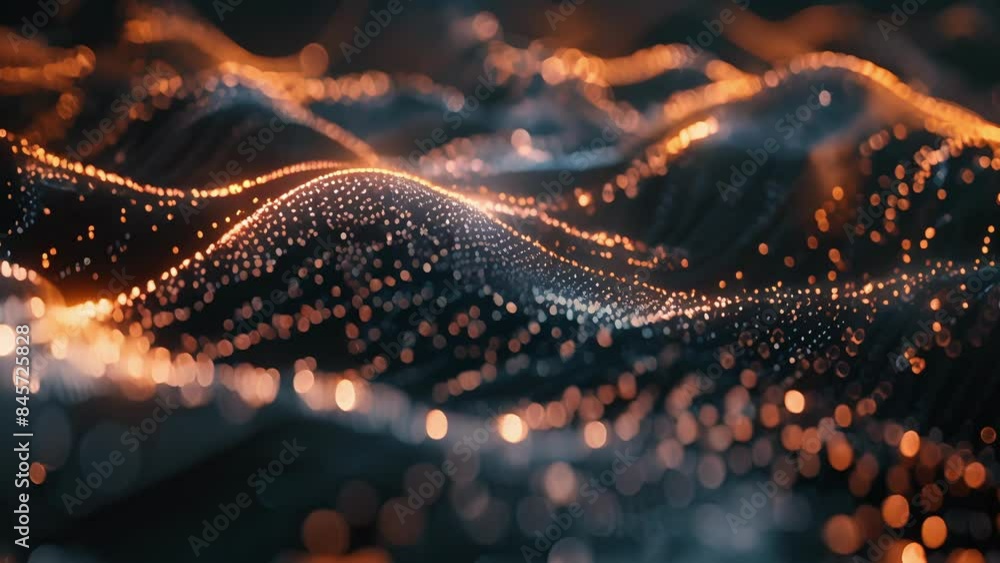 Poster a wave of transformation rolls in composed of bits and bytes bringing a wave of fintech innovations 