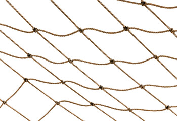 Football or tennis net. Rope mesh on a white background close-up
