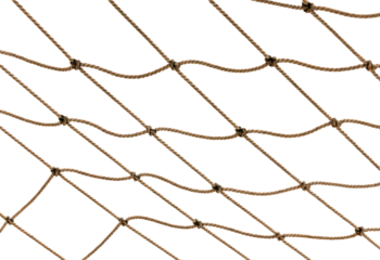 Football or tennis net. Rope mesh on a white background close-up