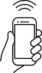 Smartphone NFC payment icon in linear style.