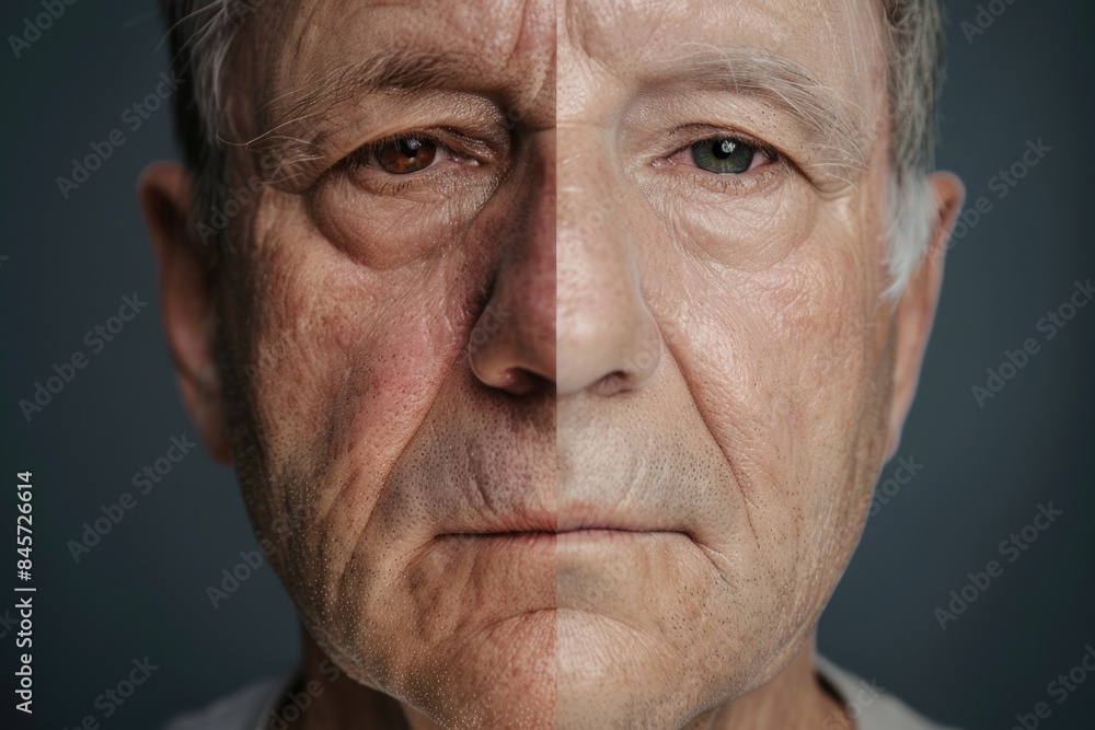 Aufkleber a close-up shot of a man's face with half of it visible, suitable for use in a variety of contexts s