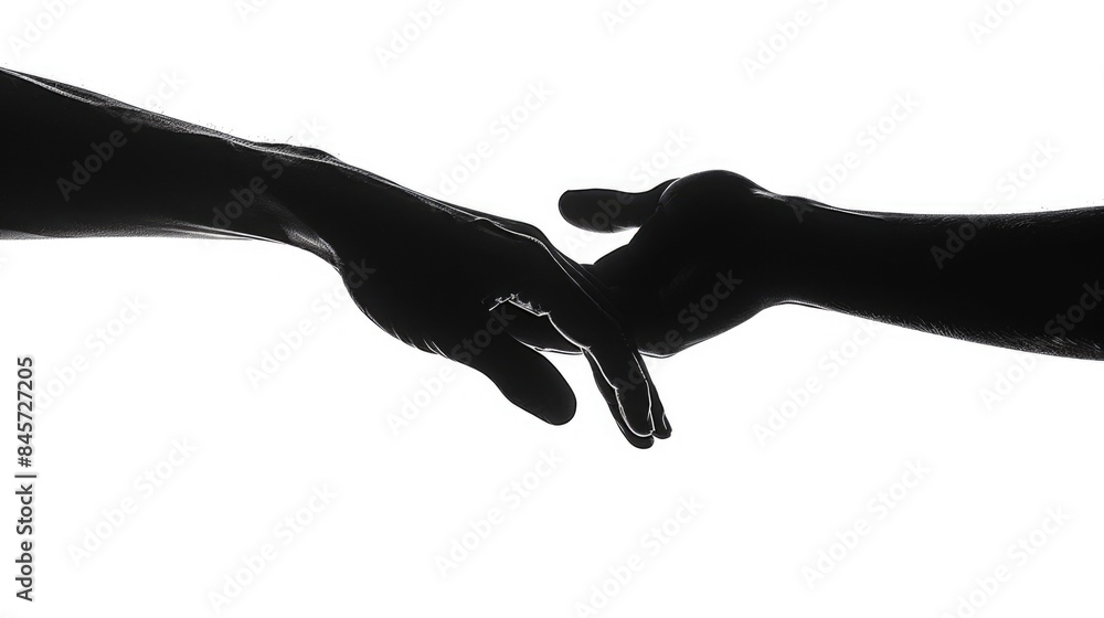 Poster A pair of hands stretching towards each other in an intimate moment