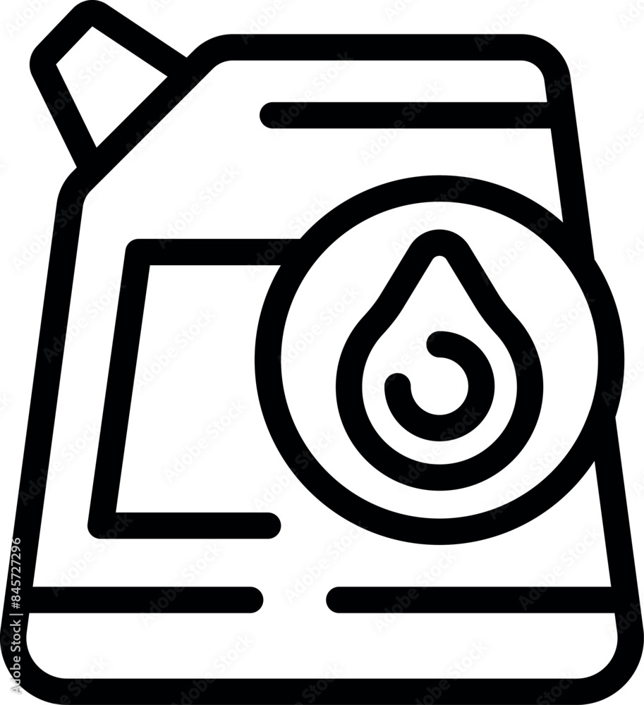 Poster simple black outline icon representing a jerrycan containing liquid, ideal for projects related to f