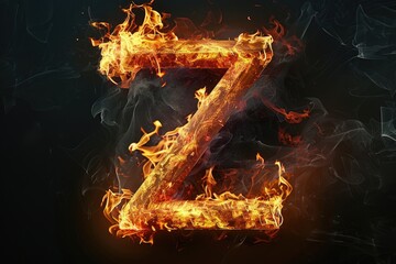 A close-up shot of a burning letter Z on a black background