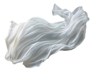 White Fabric Flowing Isolated on Transparent Background, cut out. PNG