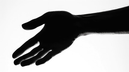 Obraz premium A close-up image of a human hand with no fingers, in black and white color scheme