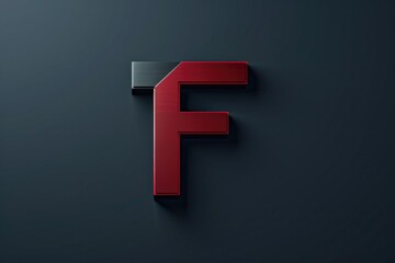 Fototapeta premium A bold, bright red letter F set against a dark, black background