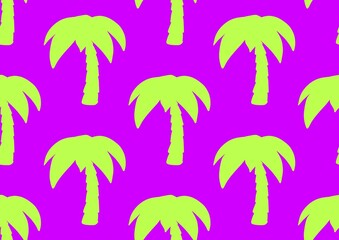 Pattern with palm trees. Palm trees on a colored background. Palm tree silhouette. Summer time, entertainment and rest