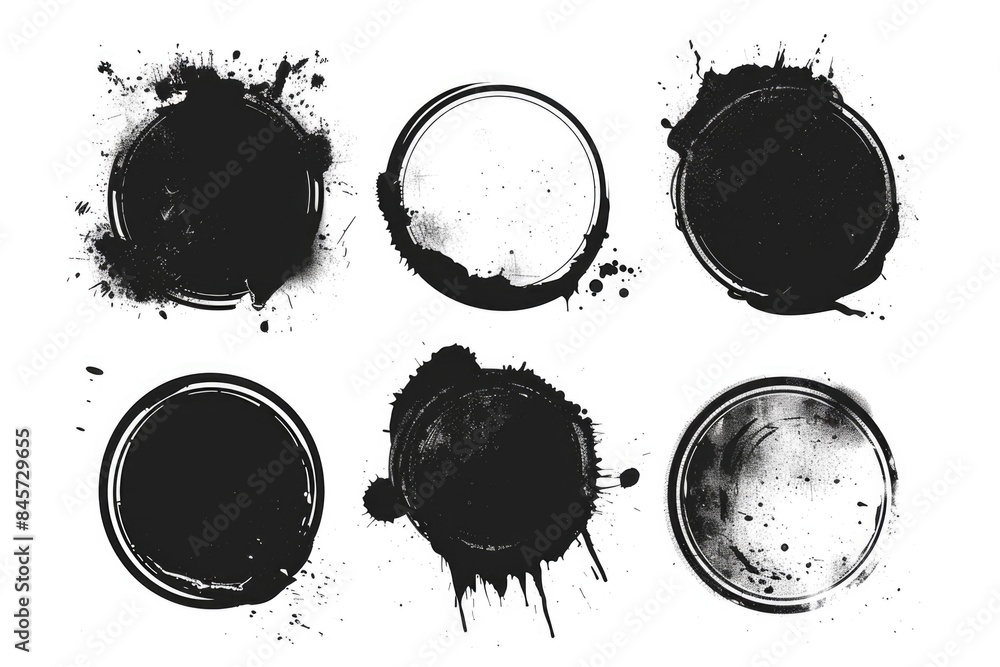Poster image showing four black ink circles on a plain white background