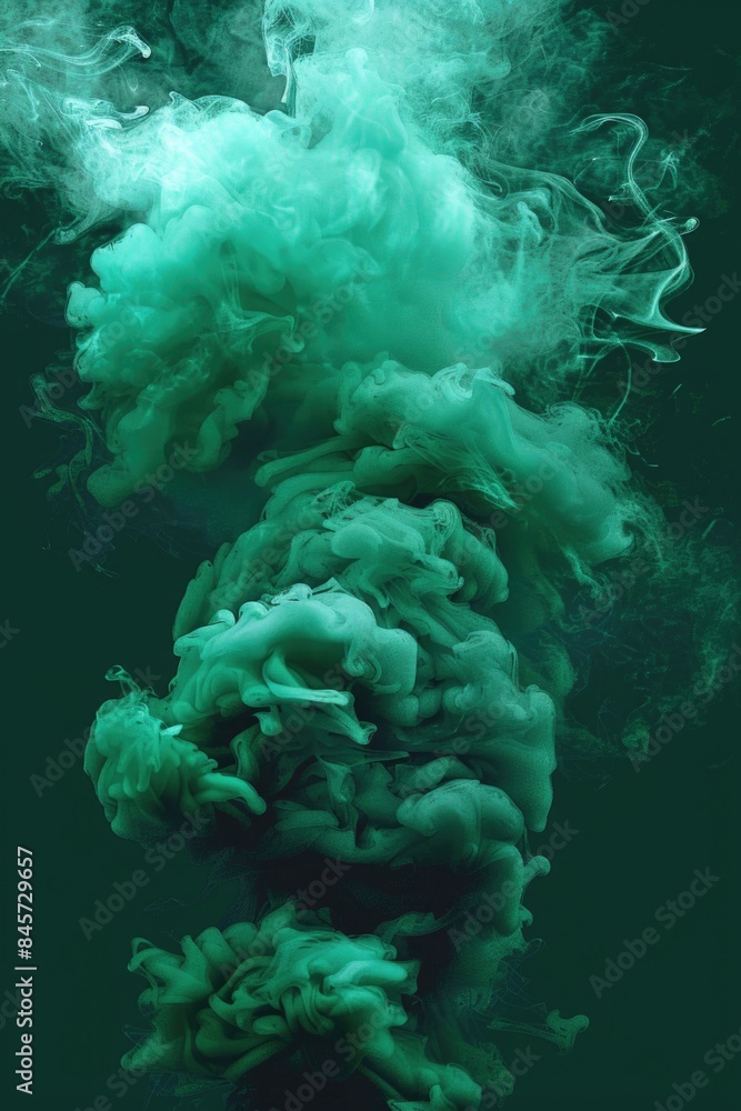 Poster close-up view of green algae floating on the surface of water