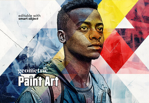 Geometric Paint Art Effect. Some Elements are AI Generated
