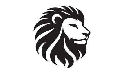 A Lion head of  minimalist logo design  with Vector silhouette illustration